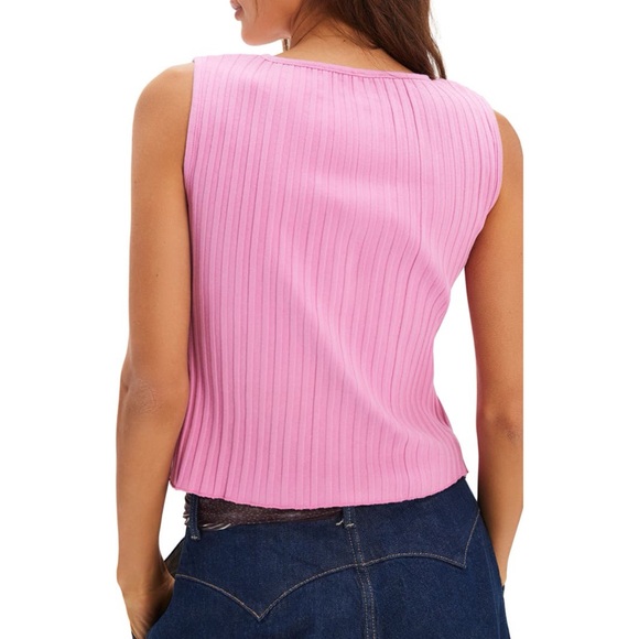 New Free People Tilly Rib Button-Up Top
in Pink Frosting Small - Picture 2 of 8